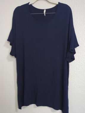 Bellamie Navy Ruffle Sleeve Tunic Top
